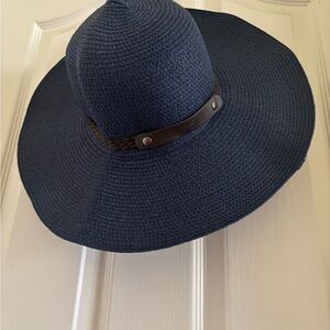 Navy Blue Wide Brim Hat